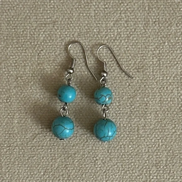 Turquoise Drop Earrings - Picture 2 of 3